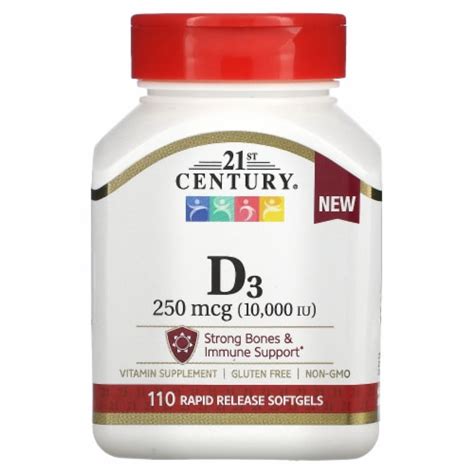 21st Century Vitamin D3 250 Mcg 10 000 Iu 110 Rapid Release