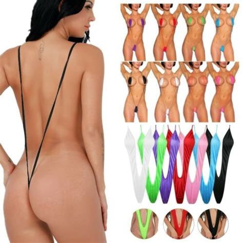 Buy Sexy Women Swimwear Bikini Micro Bra Mini V String Thong Sling Shot Monokini Online At