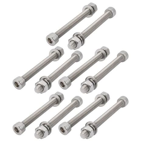 SOURCING MAP 10Pcs M8x80mm acier inox 304 Kit boulon à tête hexagonale