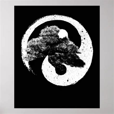 Yin Yang Bonsai Tree Buddhist Zen Japanese Poster Zazzle