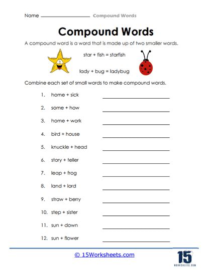 Compound Words Worksheets 15 Worksheets