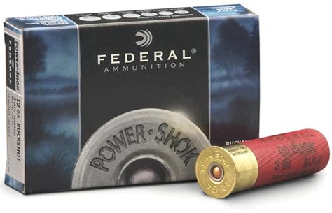 Federal Power Shok 12 Gauge 2 3 4 00 Buckshot Ammo 9 Pellets Box Of 5