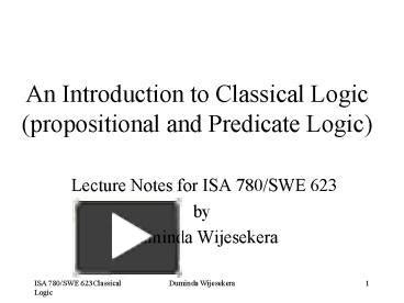 Ppt An Introduction To Classical Logic Propositional And Predicate