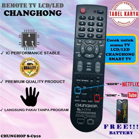 Jual REMOTE REMOT TV LCD LED CHANGHONG ANDROID SMART TV NETFLIX MULTI