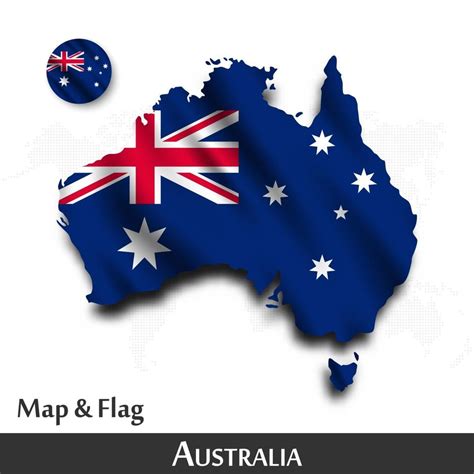 Mapa E Bandeira Da Austrália Acenando Design Têxtil Ponto Fundo Do