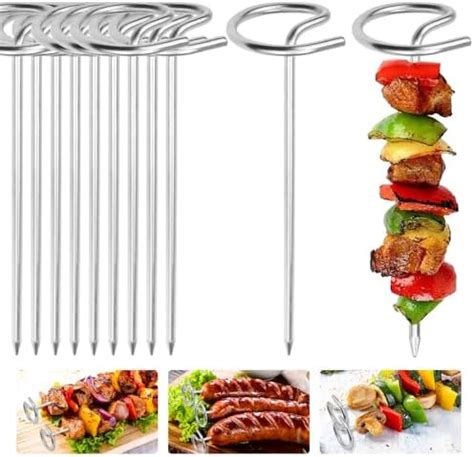 ADERTOS 20 PCS Metal Skewers For Air Fryer 10CM Standing Kebab Skewers