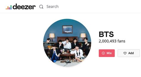 Bts Charts And Translations⁷ On Twitter Bts Twt Have Surpassed 2 Million Fans On Deezer