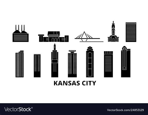 United states kansas city flat travel skyline set Vector Image