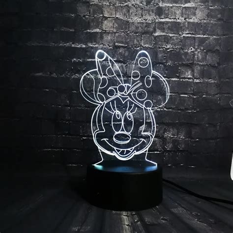 3d Lamp Cartoon Girls Mickey Minnie Mice Mouse Led Night Light Usb