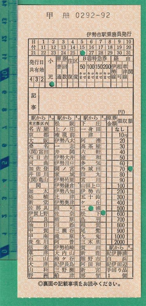 Yahooオークション 鉄道軟券切符125 車内乗車券 伊勢市駅乗務員発行