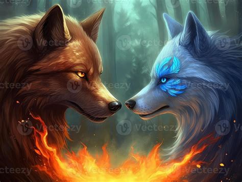 A couple of animals fire animal and water animal generative AI 22799301