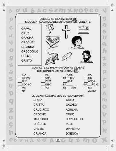 Atividades Silabas Complexas Br Cr Dr Fr Gr - Atividades com sílabas complexas br, cr, dr, pr, fr, gr - SÓ ESCOLA