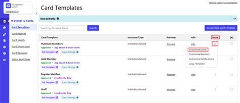 customizing  card email invite template id