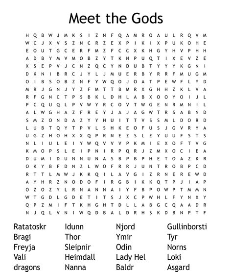 Meet The Gods Word Search Wordmint