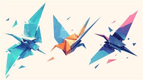 Figuras Intrincadas De Papel Origami Vector Premium