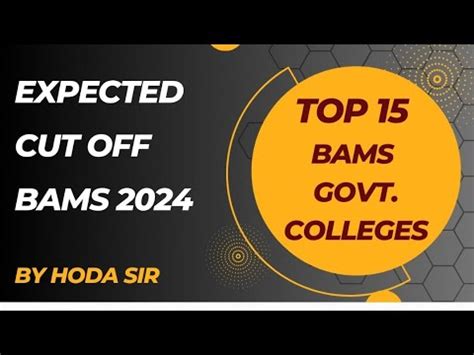 Top 15 Govt Colleges Of Bams And Cutoff 2024 Neet 2024 Cut Off