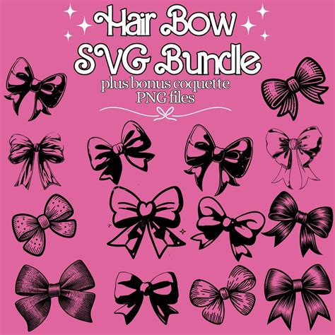 Bow Tie Svg Bundle Bow Cut Files Bow Silhouettes Hair Bow Svg Png