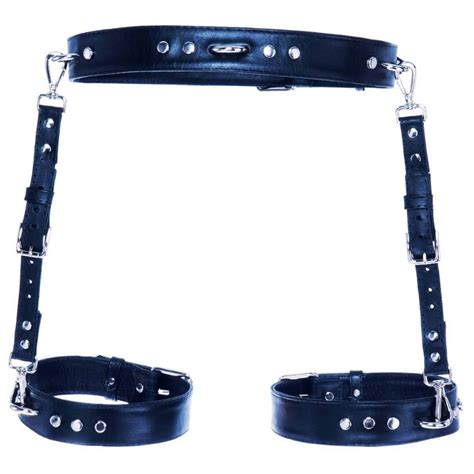 Leg Garter Harness Feminino em Couro Legítimo Preto Lingerie Arnês Fantasia Sexy Góthic Dark