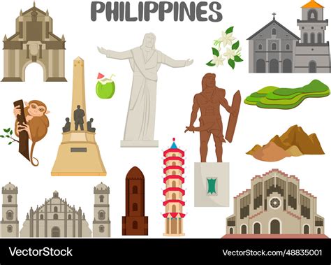 Set of philippines landmarks architecture Vector Image