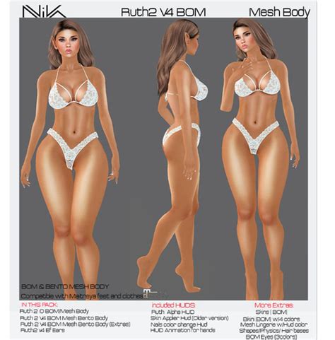 Second Life Marketplace Nika Ruth 2 V4 Bom Bento Mesh Body