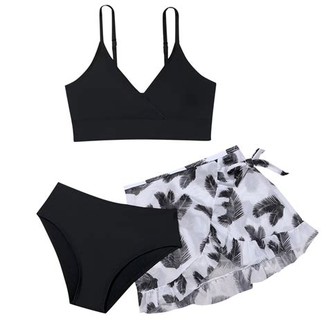 WOYY Tween Girls Piece Swimsuit Bikini Set With Cover Up UPF Beach Bathing Suit Walmart