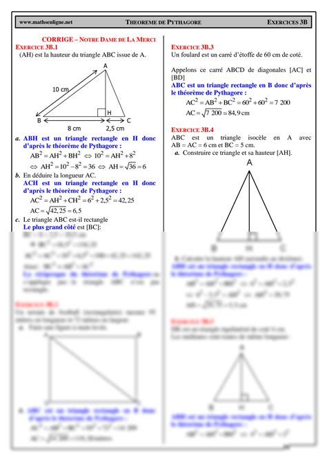 Solution Chap Ex B Pythagore Probl Mes Corrige Studypool