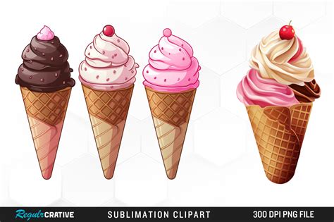 Watercolor Ice Creams Cone Clipart Png Graphic By Regulrcrative