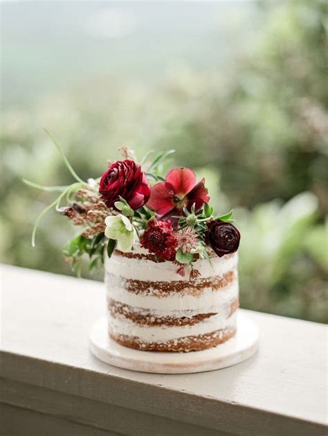 Single Tier Naked Cake In Red And Wine Palette Nakedcakes Beautiful Cakes Savoury Cake