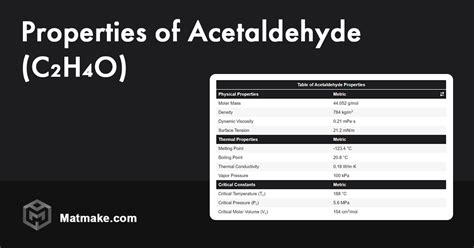 Acetaldehyde - Properties