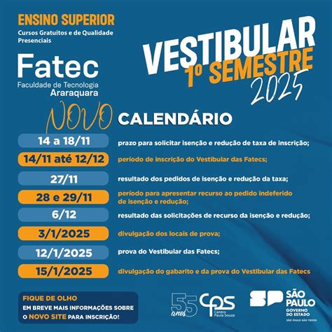Datas De Inscrição Vestibulares 2025