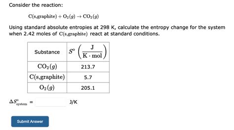 Solved Consider The Reaction Cs Graphite O2g→co2g