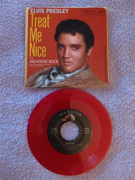 Elvis Presley Jailhouse Rock Treat Me Nice Red Vinyl 45andpicture Sleeve