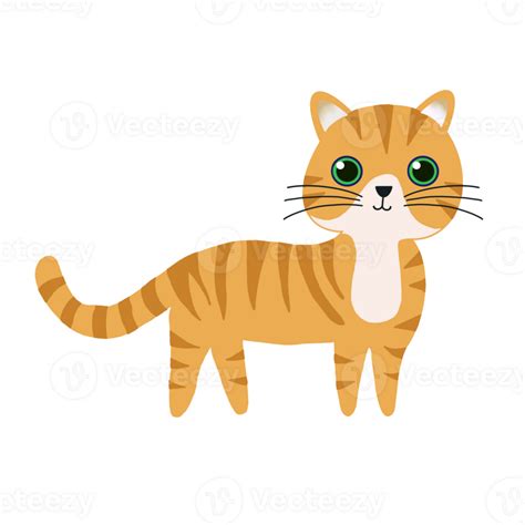 Cute Little Cat Walking Orange Tabby Kitten Cartoon Illustration