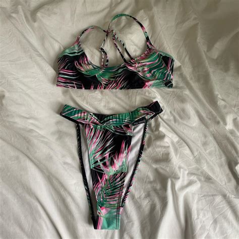 Misguided Cross Back Bikini Set Perfect Condition Depop