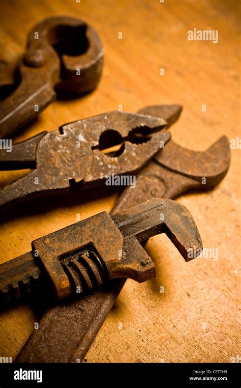 Set Of Old Rusty Tools Stock Photo Alamy