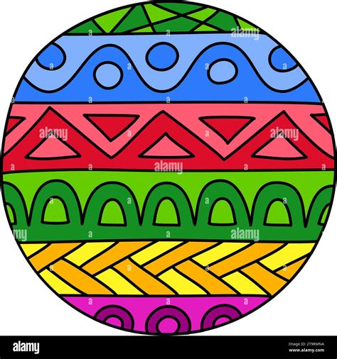 Round Coloring Page Filled With Hand Drawn Doodle Motifs In A Circle