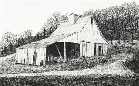 White Barn On Bluff Road Drawing By Garry Mcmichael Fine Art America