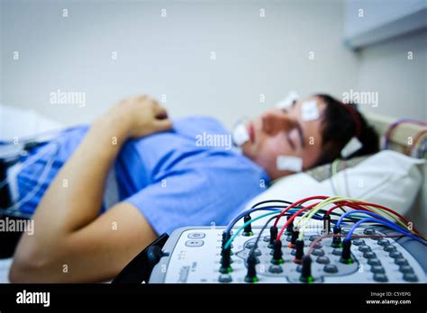 sleep lab EEG monitoring machine equipment electrodes and wires with ...