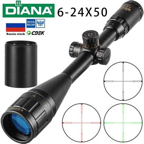 DIANA 6 24x50 Lunette De Vis E De Fusil Tactique Croix Verte Et Rouge