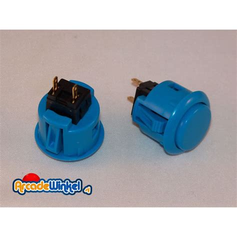 ArcadeWinkel Sanwa OBSF 24 Pushbutton Light Blue Pushbuttons