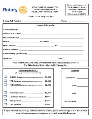 Fillable Online Rotary Club Of Winchester The Winchester Rotary Nd