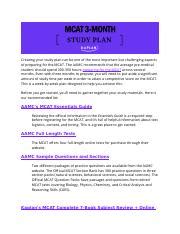 Copy Of Kaplan S Month Mcat Study Plan Docx Creating Your Study