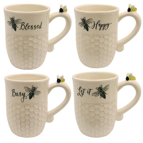 Ceramic Bee Mug Set Of 4 Meyer Bees