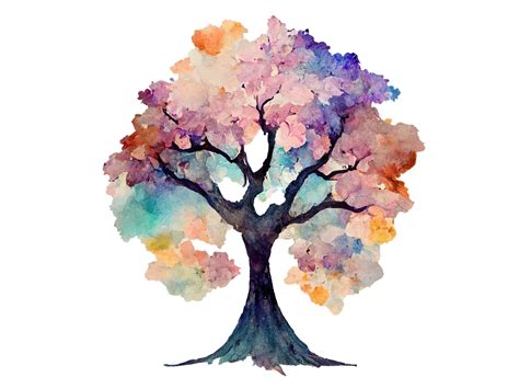 Watercolor Tree Clipart Illustration PNG Graphic By Lockandpage