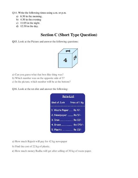 Jkbose Class Th Model Question Paper For Maths Jk Board Class