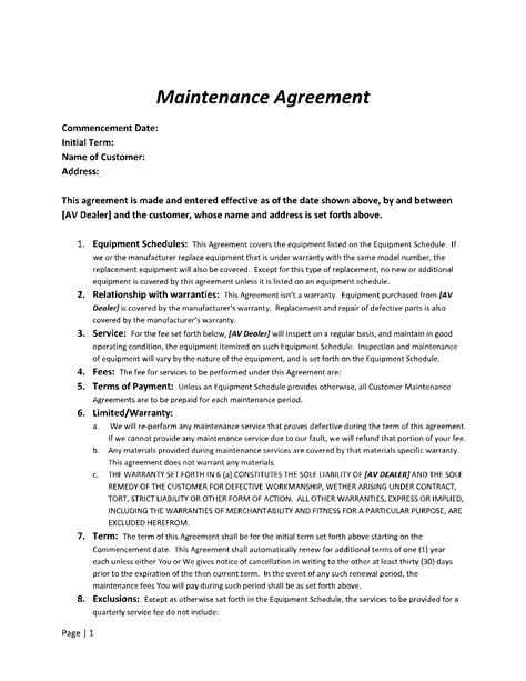 Warranty Agreement Template