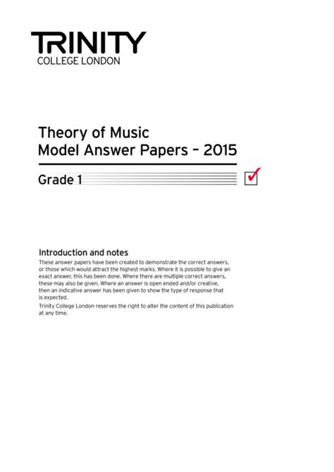 Trinity Theory Model Answer Papers Grade 1 Vivo Music