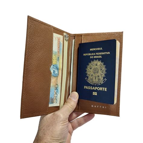 Carteira Passaporte - Carteira Porta Passaporte Couro Rfid Blocking 19-r- Caramelo