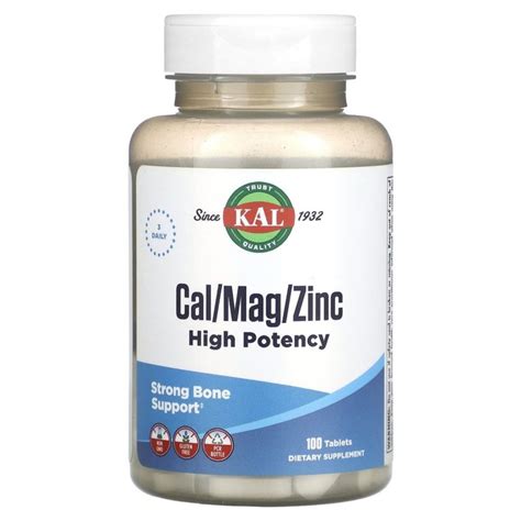 Kal Calcium Magnesium Zinc 100 таб купить на OZON по низкой цене ...