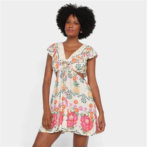 Vestido Farm Evas Curto Delicadeza Tropical Vestido Feminino